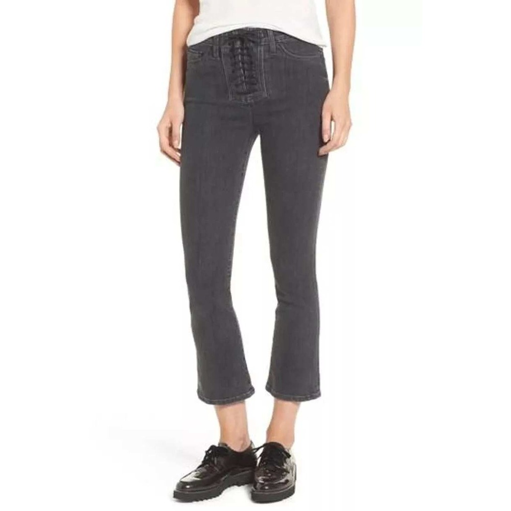 Hudson Jeans Bullocks Lace Up High Rise Crop Faded BlackY2K Denim Size 26